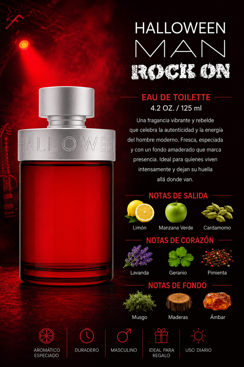 HALLOWEEN MAN ROCK 4.2 OZ. EDT SP 125 ML - Imagen 2