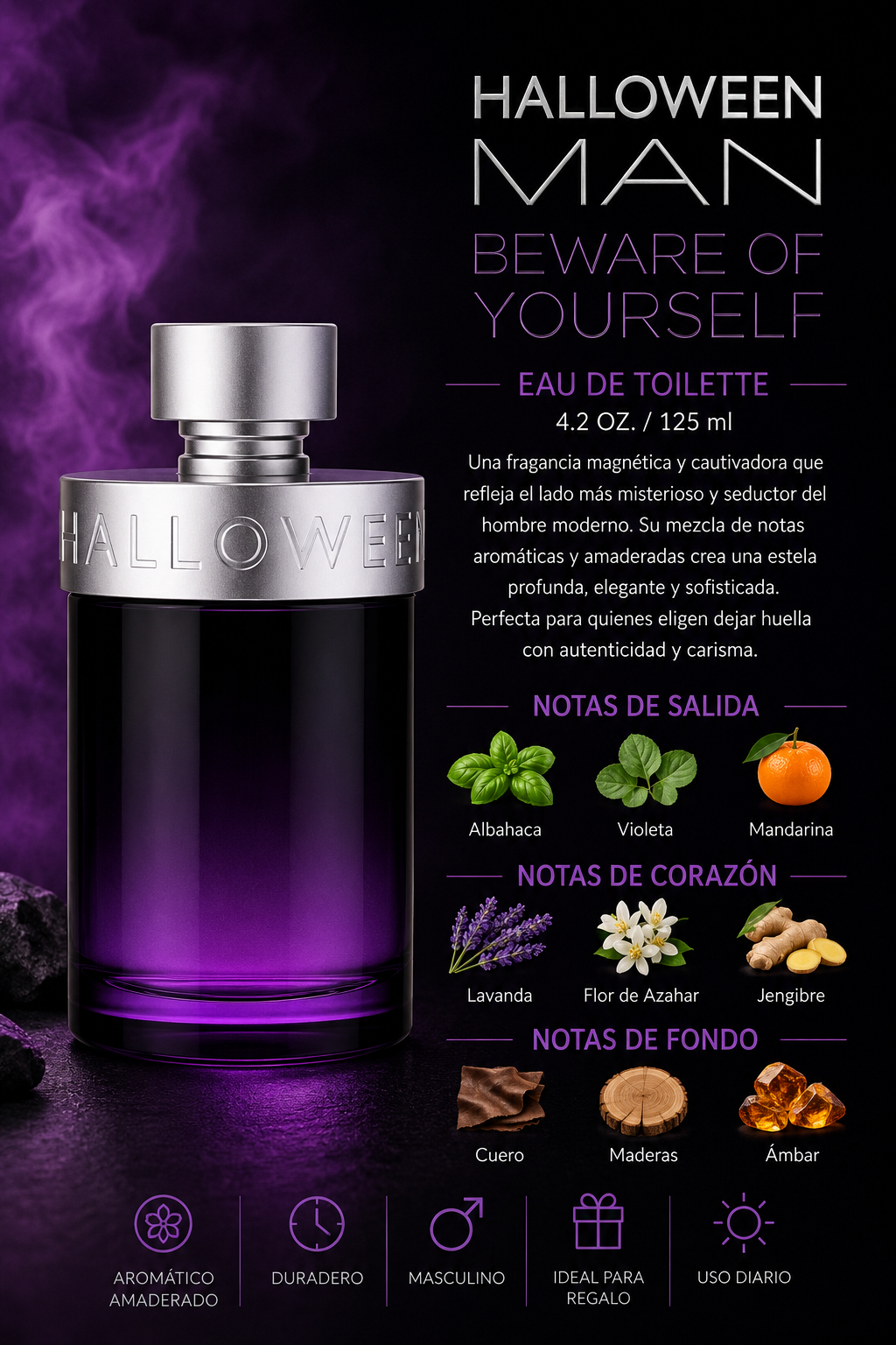 HALLOWEEN MEN 4.2 OZ. EDT SPRAY 125 ML - Imagen 2