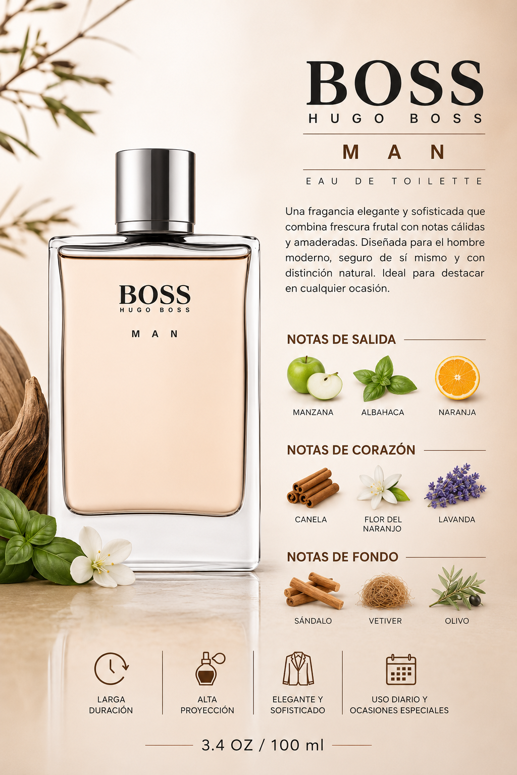 HUGO BOSS ORANGE MEN NEW PRESENTATION 3.4 OZ. EDT SP 100 ML - Imagen 2