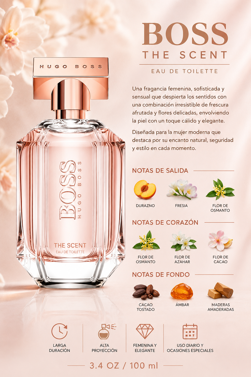 HUGO BOSS THE SCENT WOMEN 3.4 OZ. EDT 100 ML - Imagen 2