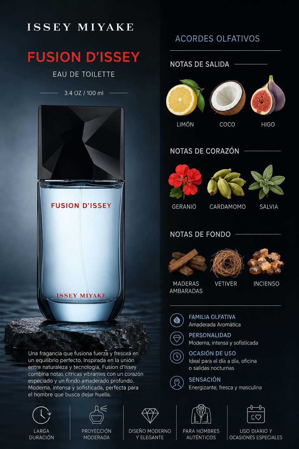 ISSEY MIYAKE FUSION D'ISSEY 3.4 OZ. EDT 100 ML - Imagen 2