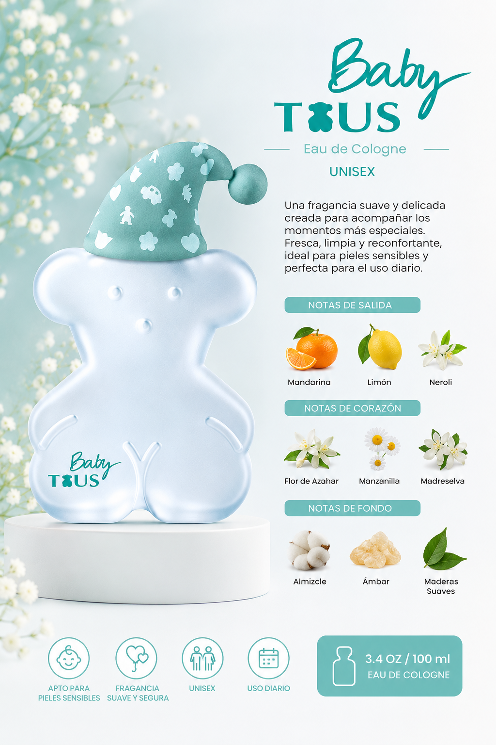 TOUS BABY 3.4 OZ EDC UNISEX 100 ML - Imagen 2