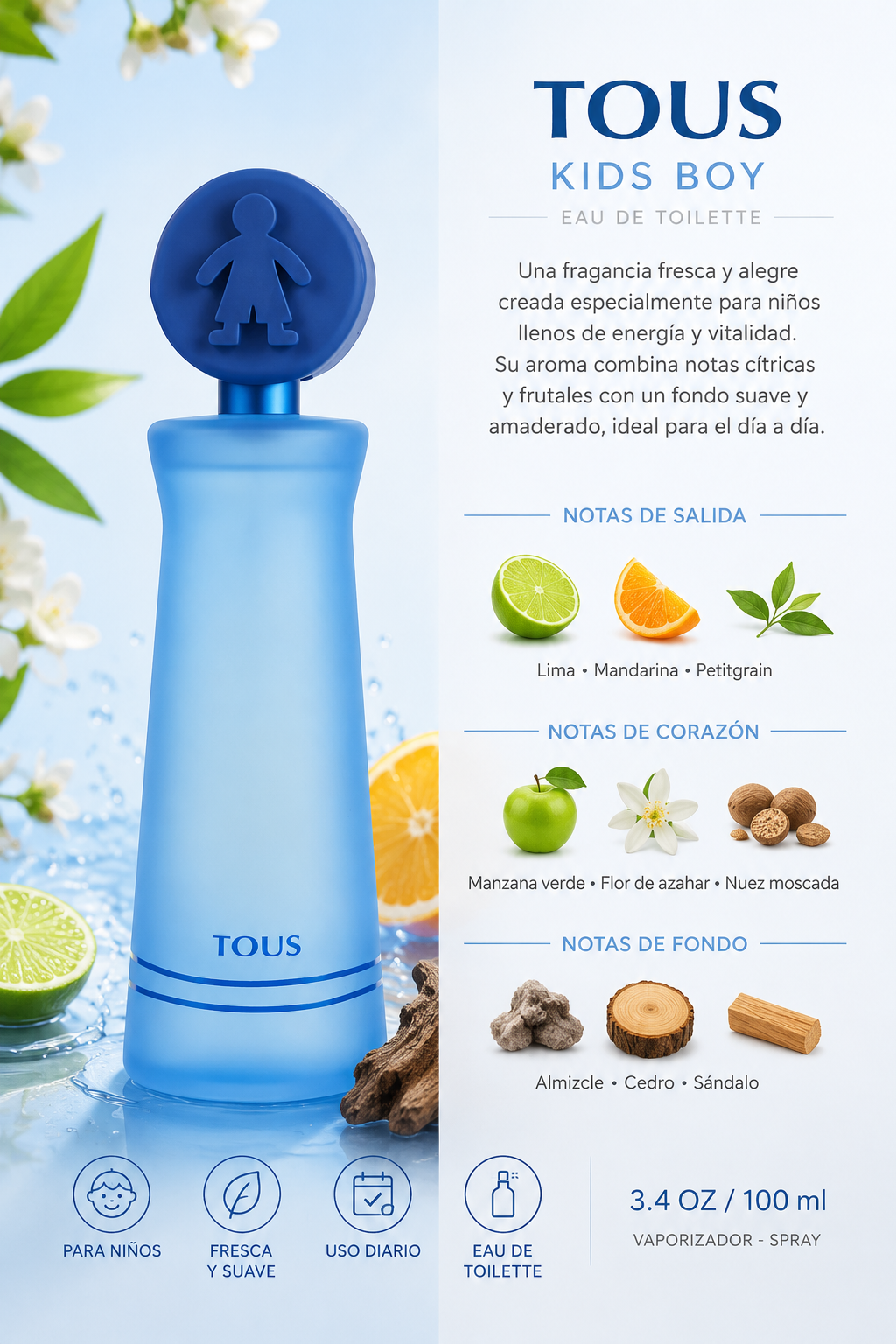 TOUS KIDS BOY MEN 3.4 OZ EDT SP 100 ML - Imagen 2