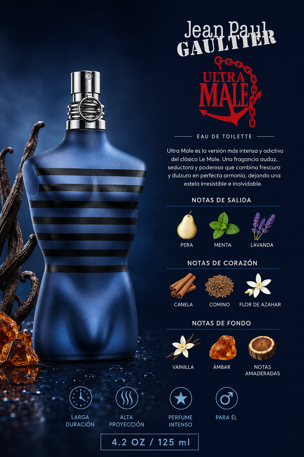 JEAN PAUL GAULTIER ULTRA MALE 4.2 EDT HOMBRE 125 ML - Imagen 2