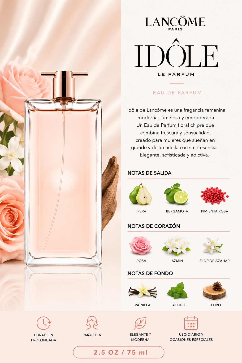 LANCOME IDOLE WOMEN 2.5 OZ. EDP 75 ML - Imagen 2